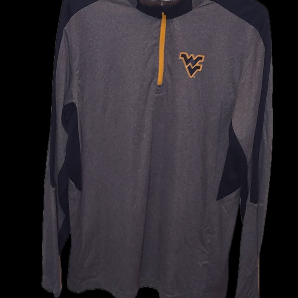 *NWT*  West Virginia Mountaineers Blue gray Long Sleeve Size L Colosseum 1/4 zip